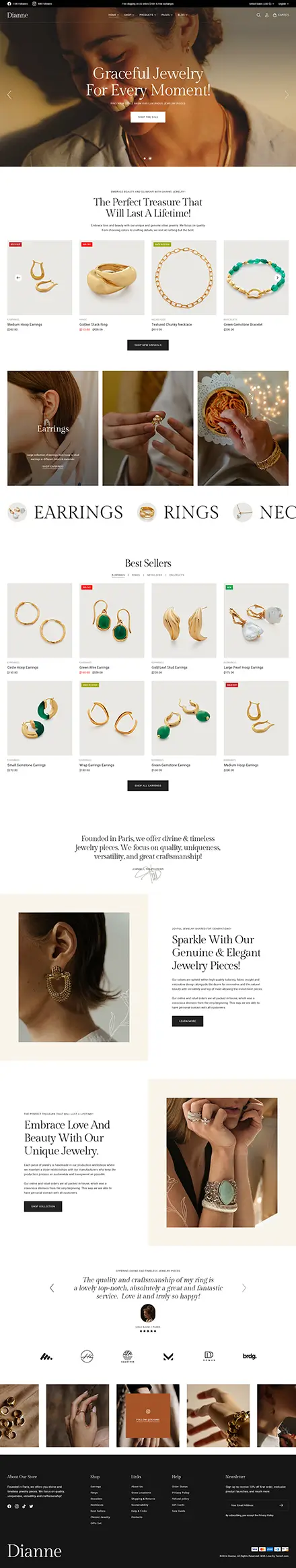 Dianne - Modern Jewelry Store WooCommerce WordPress Theme