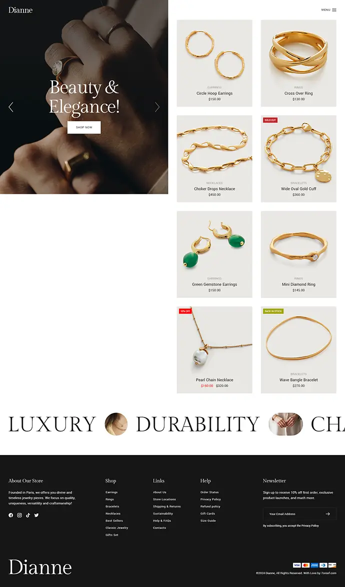 Dianne - Modern Jewelry Store WooCommerce WordPress Theme