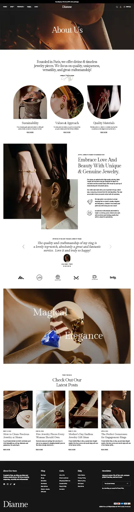 Dianne - Modern Jewelry Store WooCommerce WordPress Theme