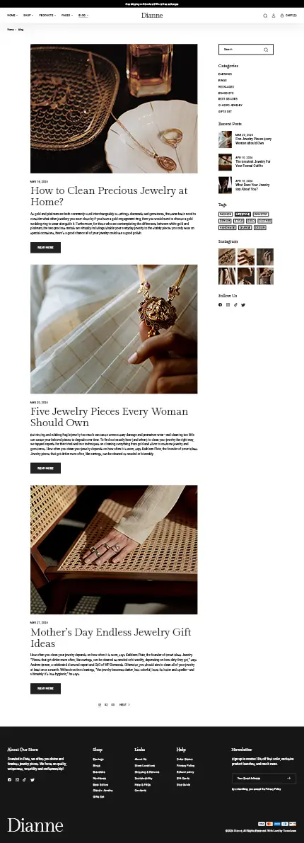 Dianne - Modern Jewelry Store WooCommerce WordPress Theme