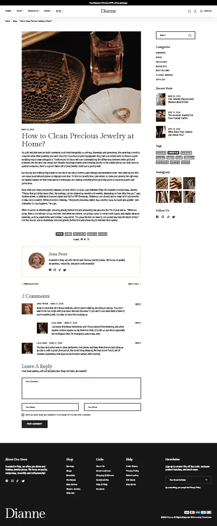 Dianne - Modern Jewelry Store WooCommerce WordPress Theme