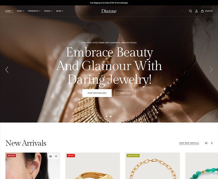 Dianne - Modern Jewelry Store WooCommerce WordPress Theme