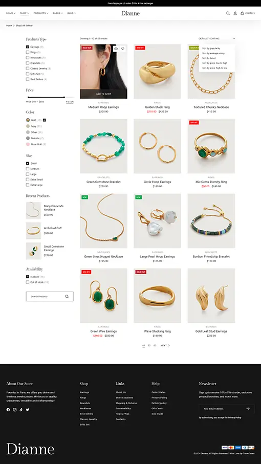 Dianne - Modern Jewelry Store WooCommerce WordPress Theme