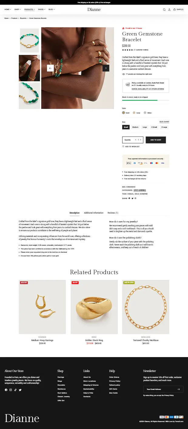 Dianne - Modern Jewelry Store WooCommerce WordPress Theme
