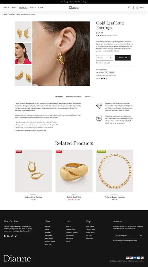 Dianne - Modern Jewelry Store WooCommerce WordPress Theme