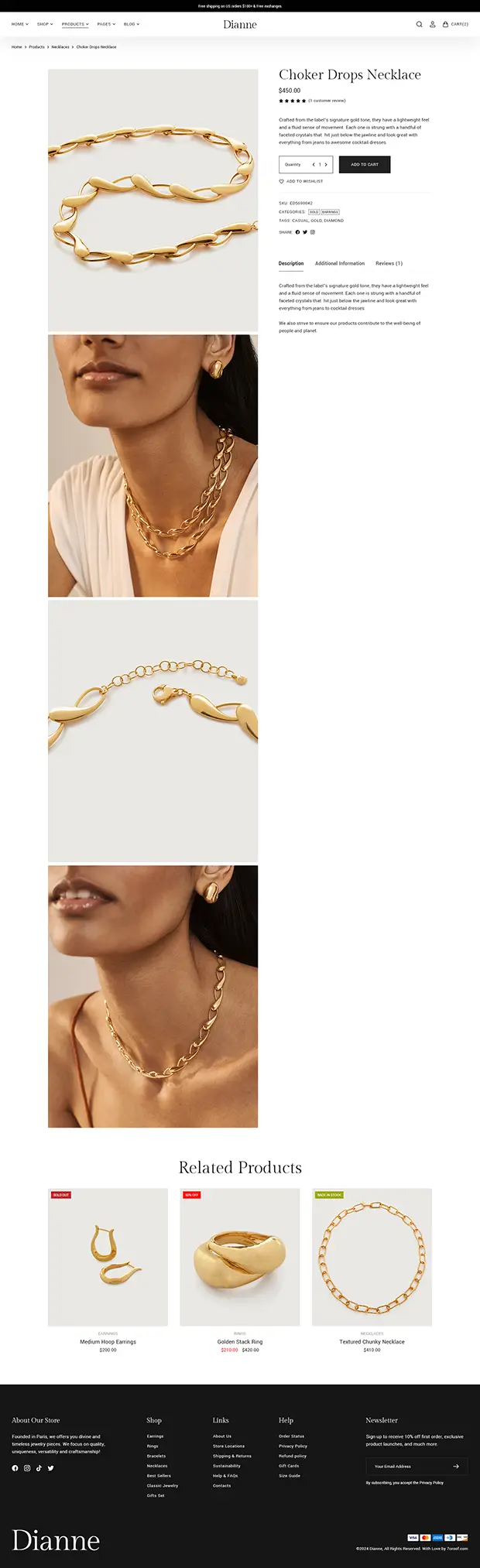 Dianne - Modern Jewelry Store WooCommerce WordPress Theme
