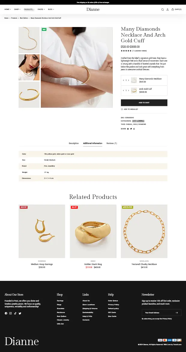 Dianne - Modern Jewelry Store WooCommerce WordPress Theme