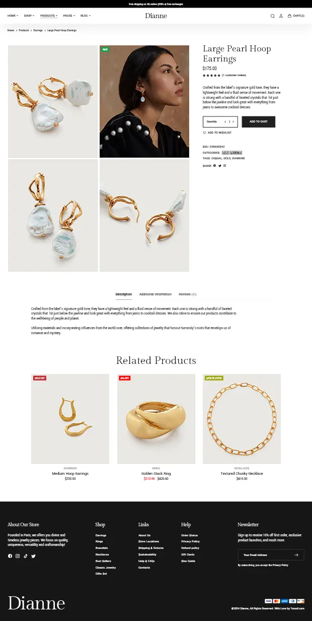 Dianne - Modern Jewelry Store WooCommerce WordPress Theme