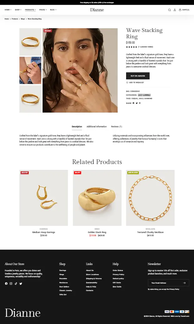 Dianne - Modern Jewelry Store WooCommerce WordPress Theme