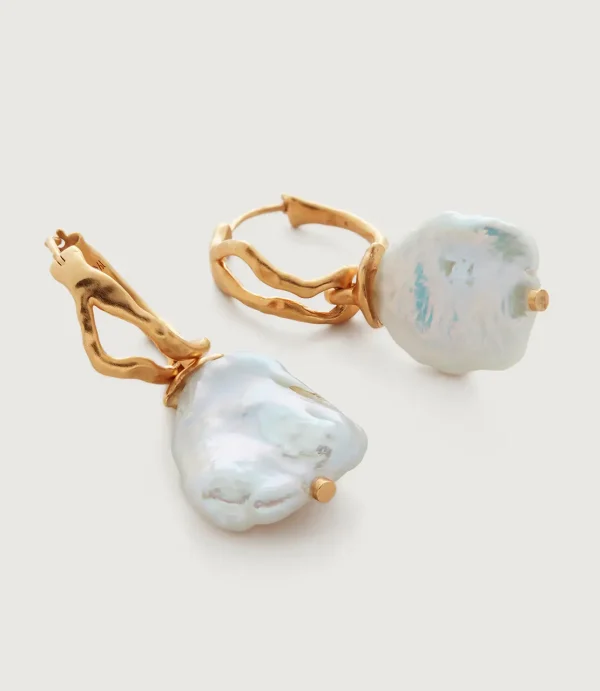 Large Pearl Hoop Earrings